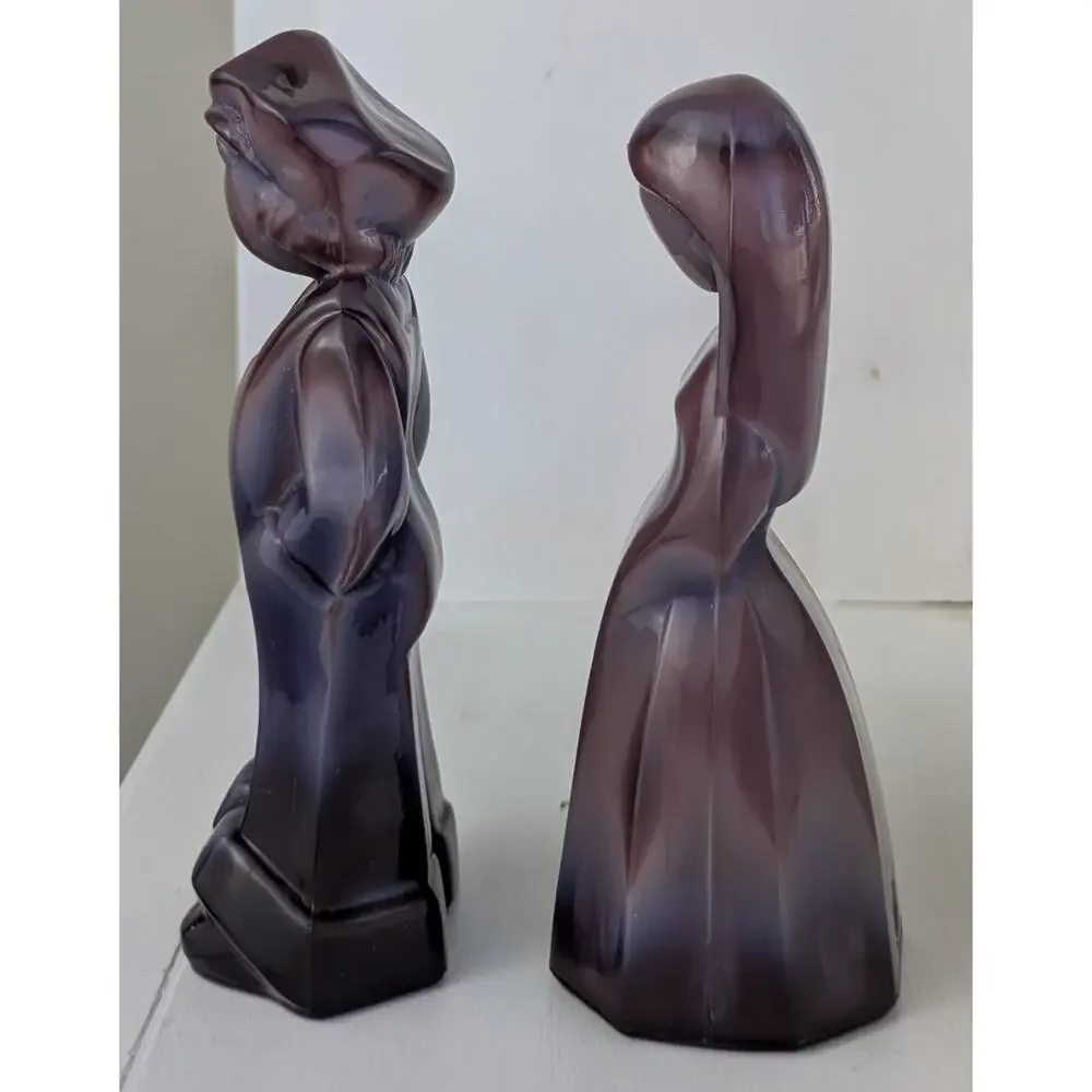 Mosser Glass Jenny & Josh Doll Royal Luster #1 1981 Purple Opaque Glass Figurine